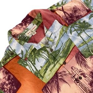 Tommy Bahama Shirt Mens XL Multicolor 100% Silk Hawaiian Buttoned Short‎ Sleeve
